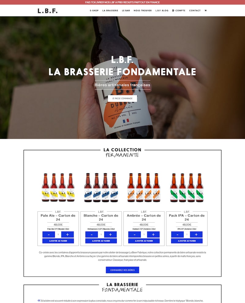 Maquette site internet La Brasserie Fondamentale